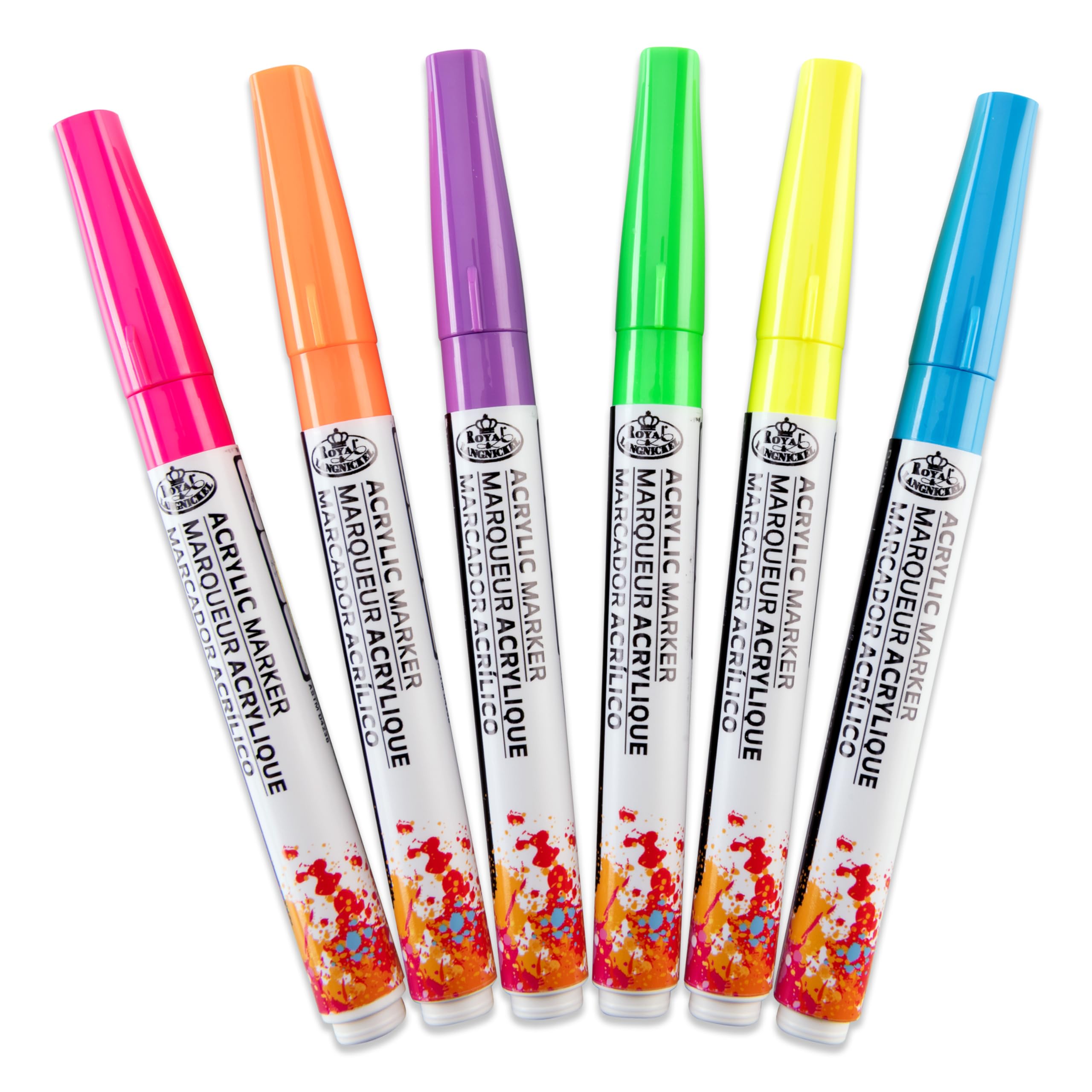 Royal & Langnickel 6pc Acrylic Brush Tip Neon Markers