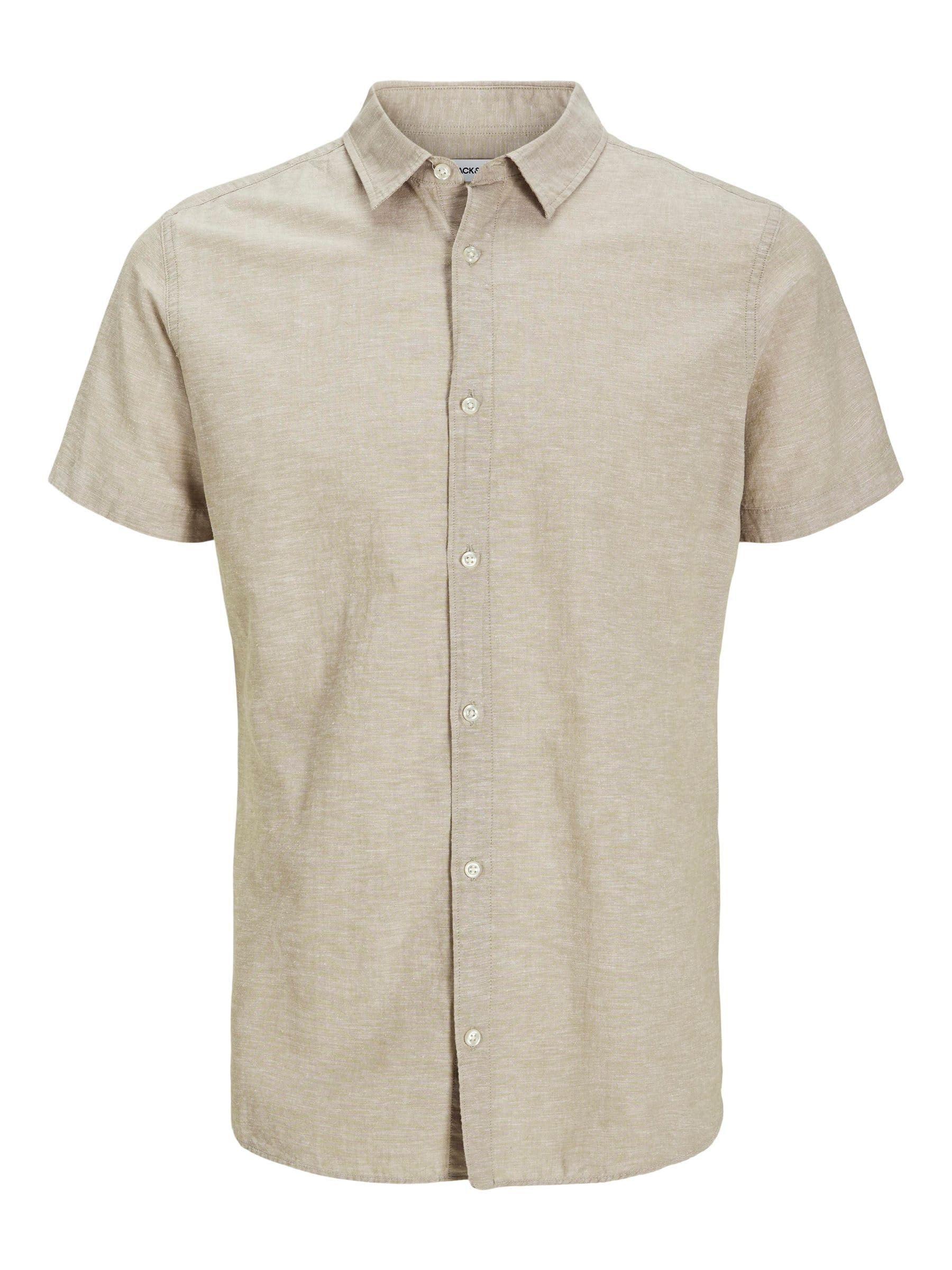 JACK&JONES PLUS Herren Jjebreeze Shirt Sn Pls Kurzarmhemd, Crockery, 3XL Große Größen EU