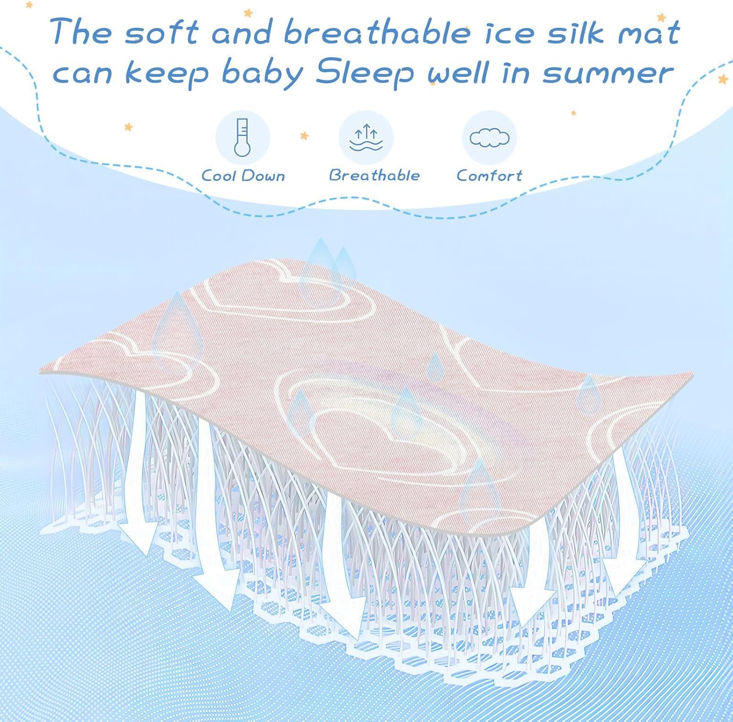 Cooling Baby Mattress Cover 28" x 52" Washable Rainbow Heartshaped Pastel Pink Crib Padding for Sides for Baby&Toddler