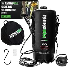 Rhino USA 20L Portable Solar Shower - Essential for Camping, Festivals, Beach Trips, Outdoor Shower and More