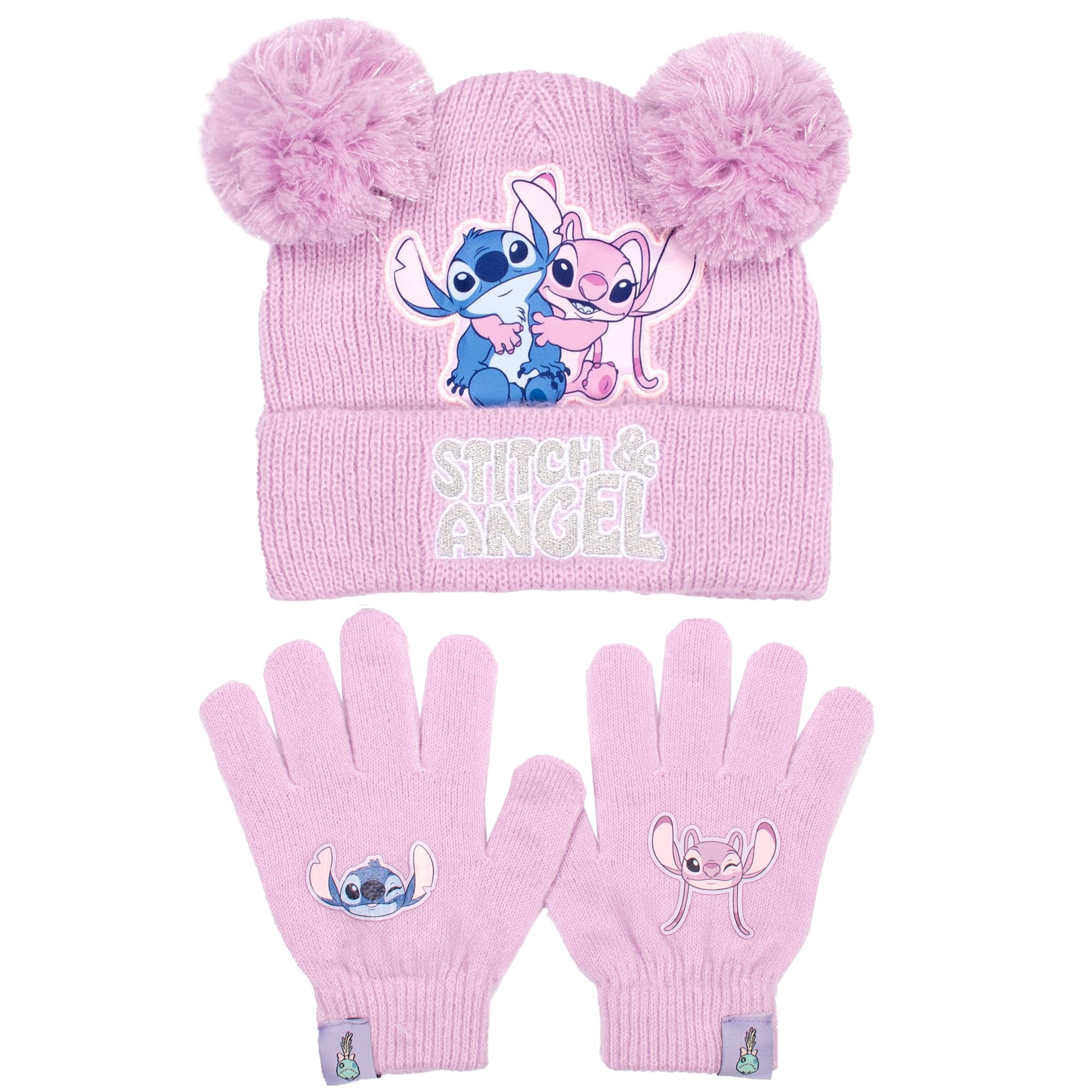 Disney Lilo & Stitch Wintermütze & Handschuhe Set für Mädchen - Warme & Kuschelige Beanie Mütze & Handschuhe - Perfekt für Kinder im Alter von 6-12 Jahren