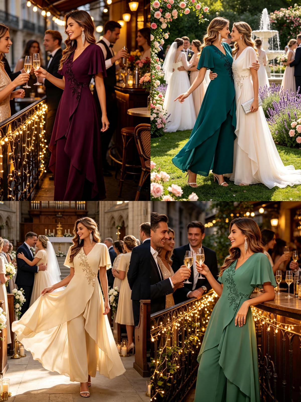 2 pezzi chiffon madre della sposa pantaloni abiti per matrimonio abiti da ospite maniche corte abito formale donna tuta