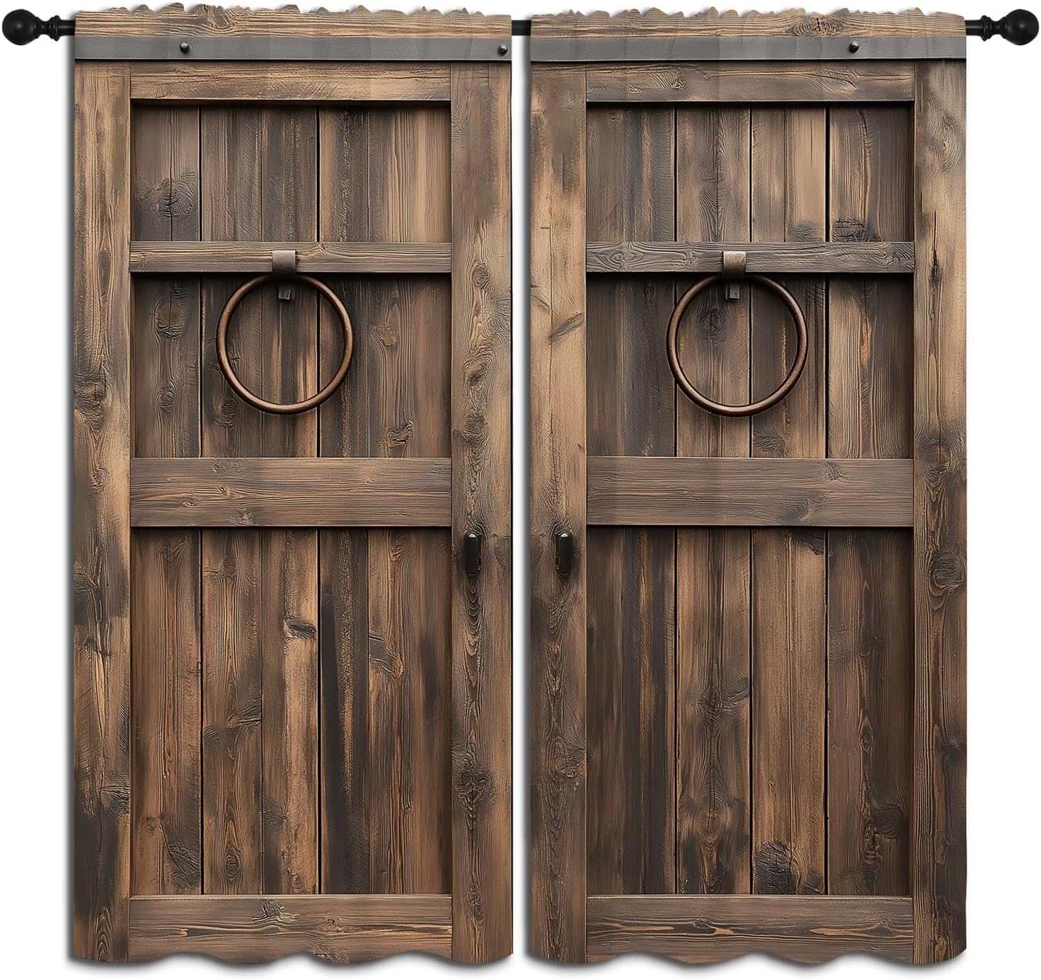 Farmhouse Barn Wood Door Boy Girls Blackout Curtains,Rustic Farm Vintage Farmhouse Door Fashion Style, 2 Panel Rod Pocket Thermal Insulated Drapes for Bedroom, Living, Kids Teen Room Deco 42x45 inch