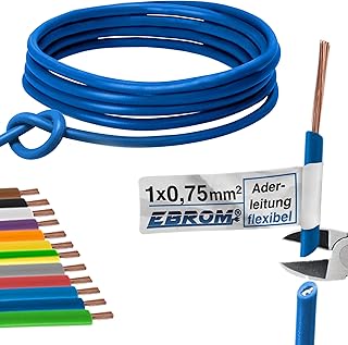 aderlei Tung – Único superior flexible azul – PVC línea – h05 V de K 0,75 mm² – Color Azul Oscuro 10 m/15 m/20/25 m/30 m/35 M/40 M/45 m/50 m/55 m/60 M hasta 100 m elegir