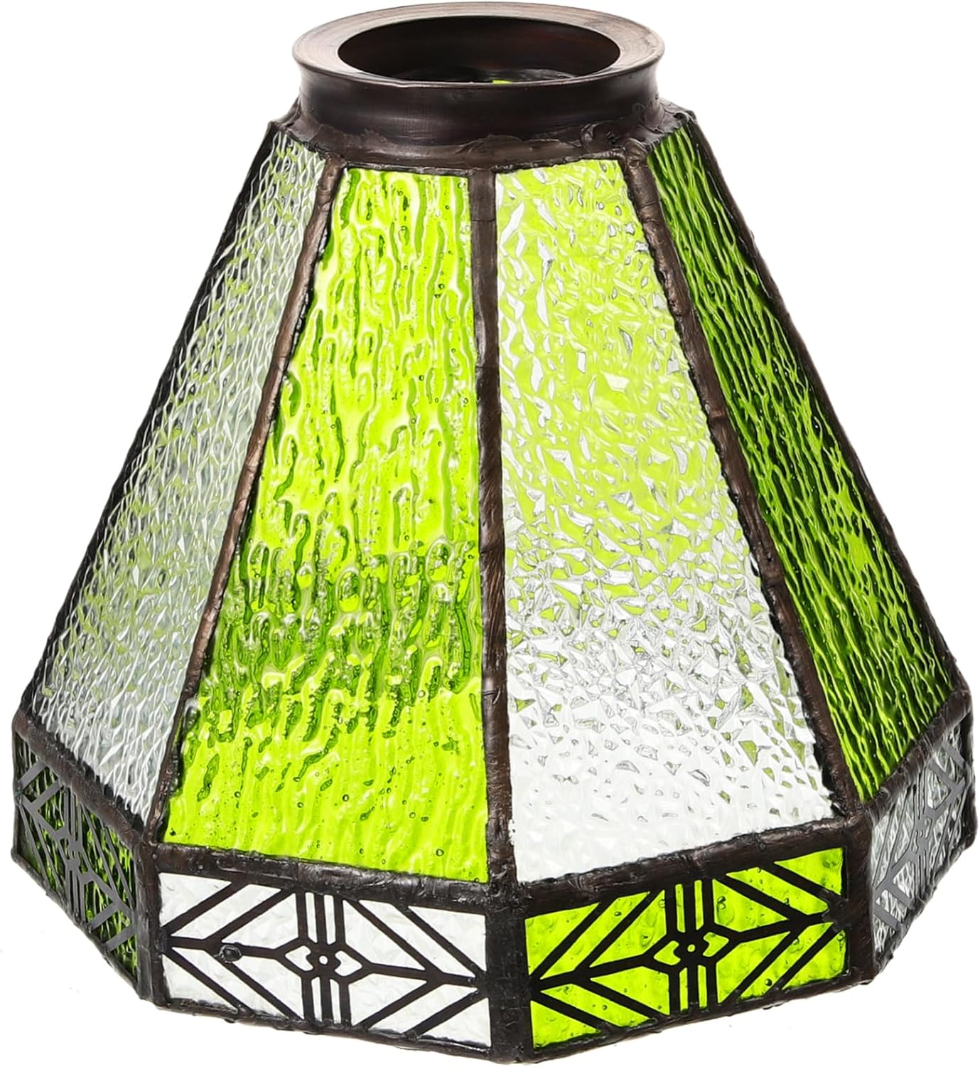 Mediterranean Glass Lamp Shade for Chandeliers Vintage Style Mid Modern Pendant Light Replacement Decorative Stained Lampshade for Restaurant and Home Lighting