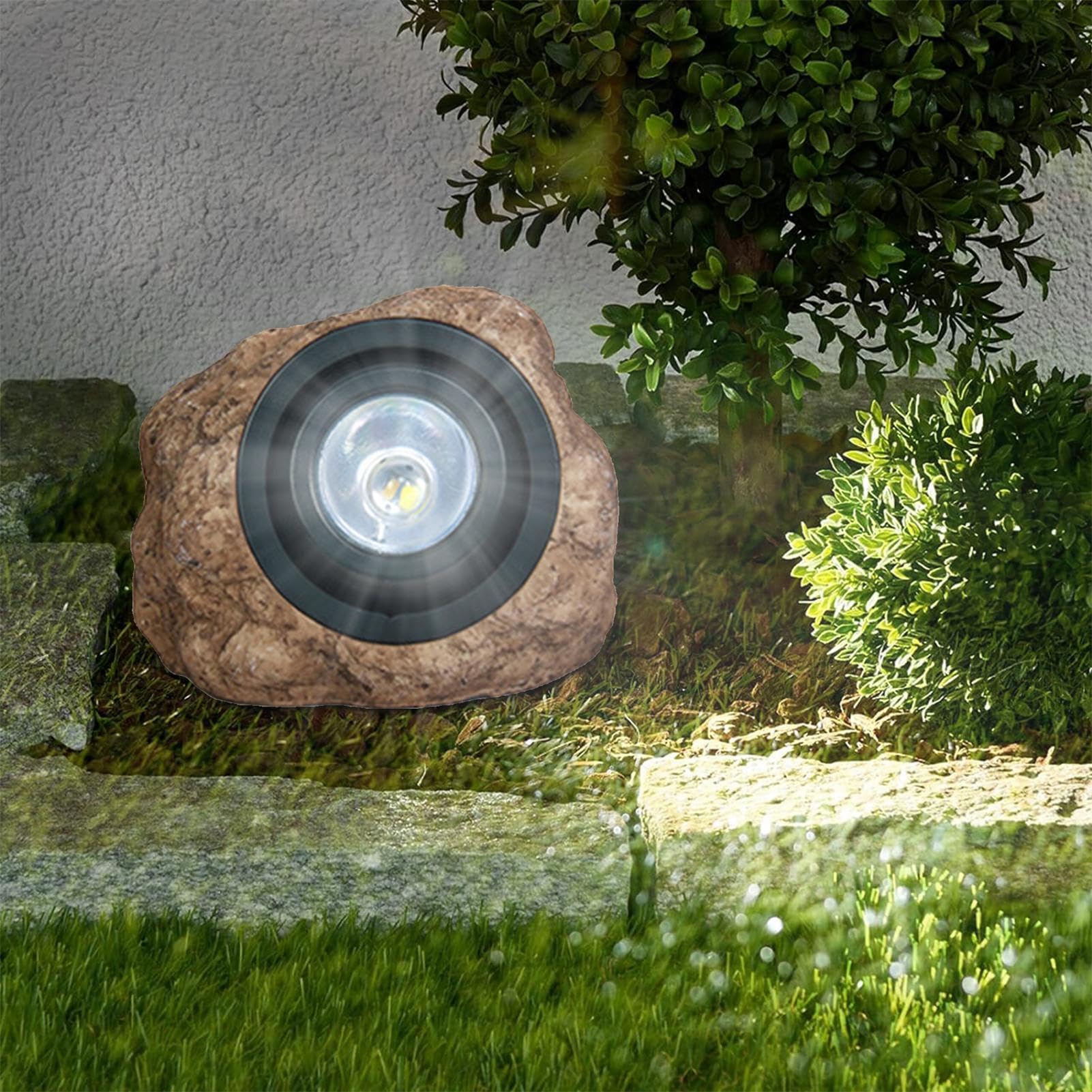 Solar Outdoor Rock Light Garden Stone Warm Light | Garten Deko Garten Stein für Weg Gehweg Hof Terrasse Auffahrt Rasen Landschaft Stufen Solarbetrieben Outdoor Stein