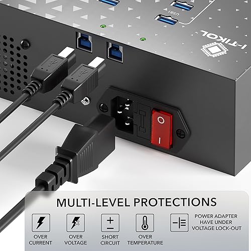 Miniatura 4 de Hub USB 3.0 de 20 puertos  Sincronización de 5 Gbps y transferencia de datos de alta velocidad, concentrador USB con fuente de alimentación interior