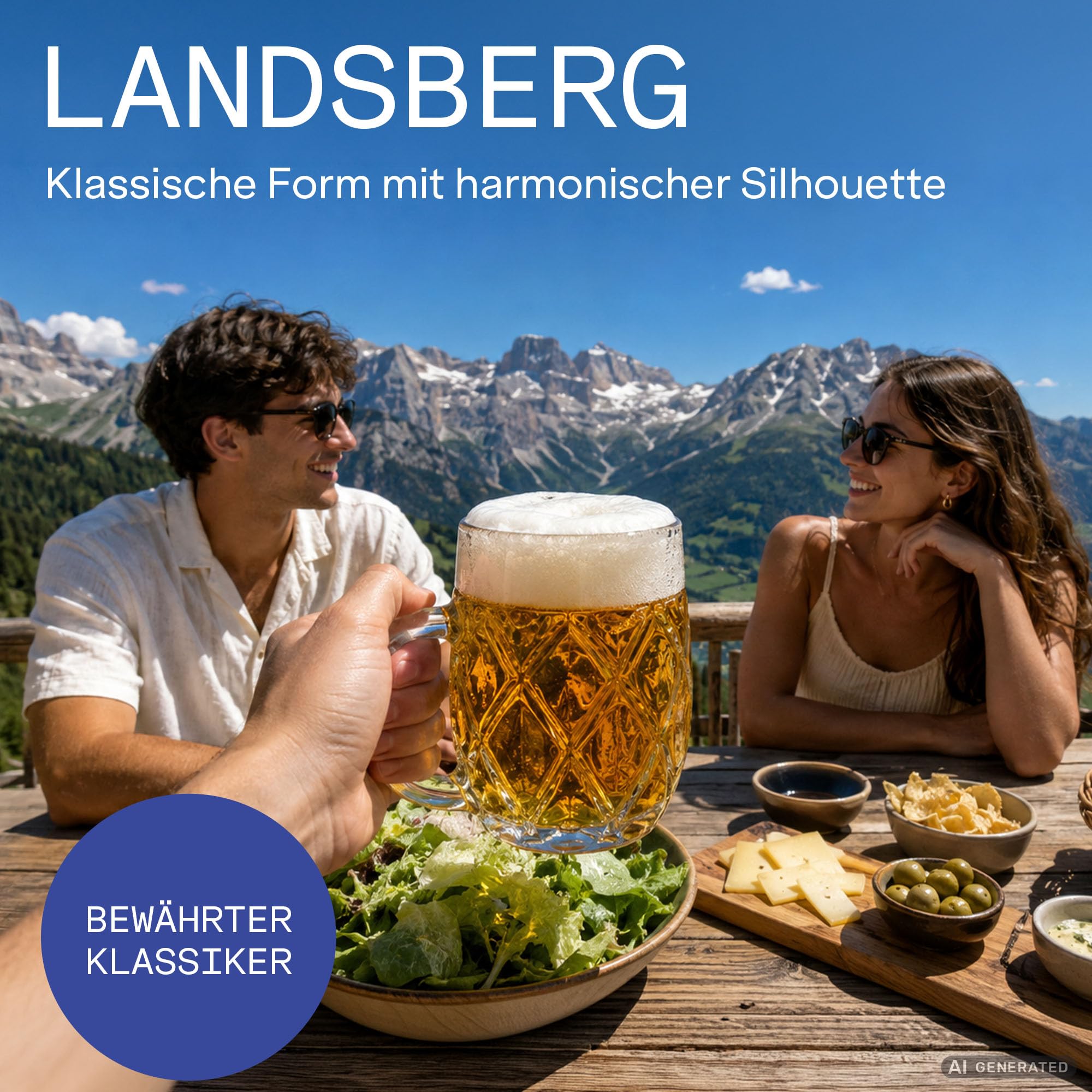 Oberglas Landsberg Bierkrug Soda-Lime-Glas 500 ml, 6er-Set