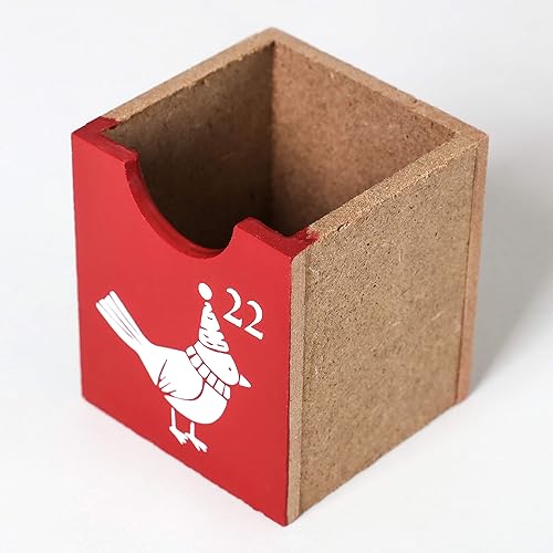 Miniatura 3 de Calendario de Adviento de madera reutilizable para rellenar, libro de Navidad rojo con 24 puertas, calendario de Navidad de 8.27 x 3.54 x 11.81