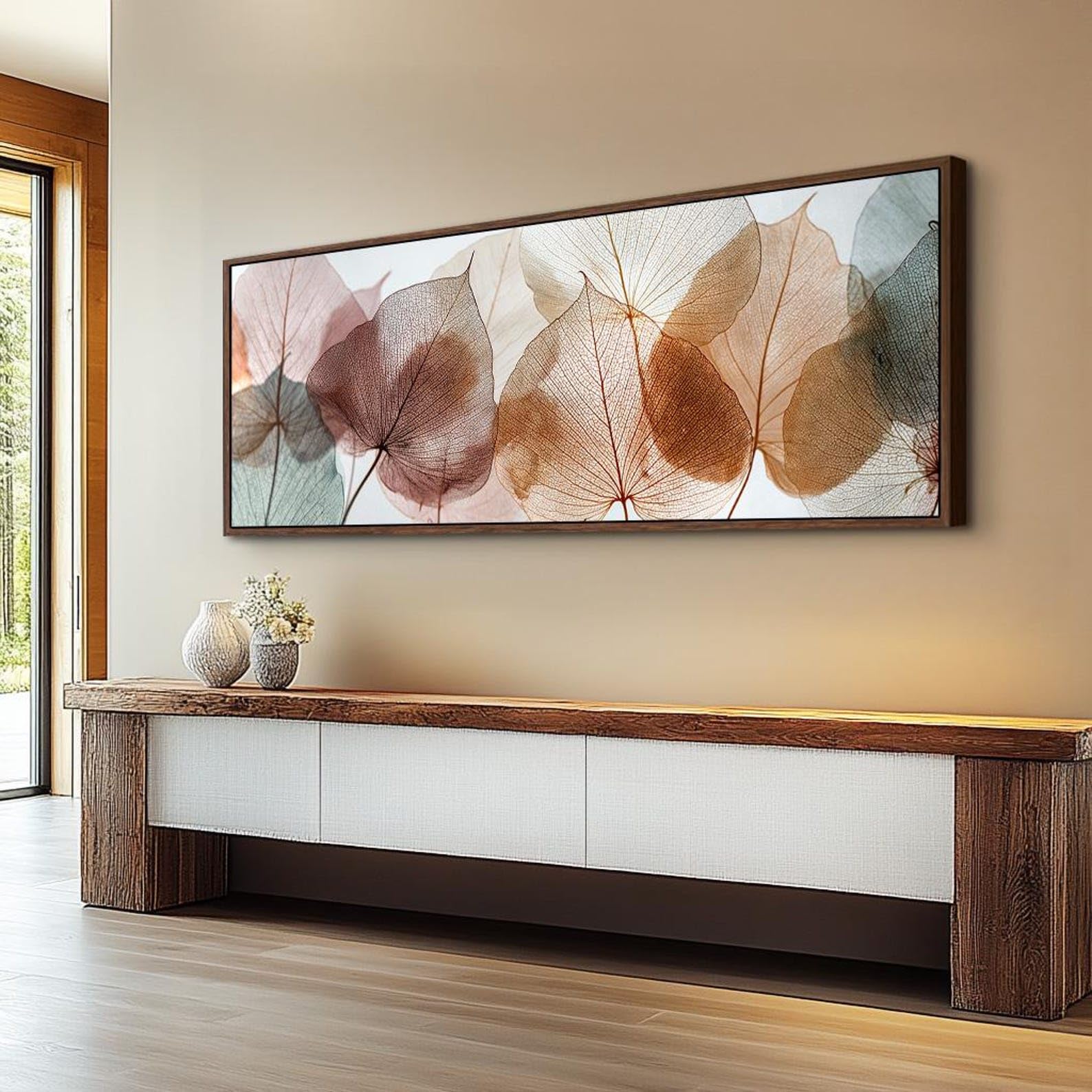 YUSUZHU Quadro astratto orizzontale stretto, stampa su tela moderna, ampia opera d'arte naturalistica, poster incorniciato per ufficio, stanze o corridoi (35x105 cm/senza cornice)