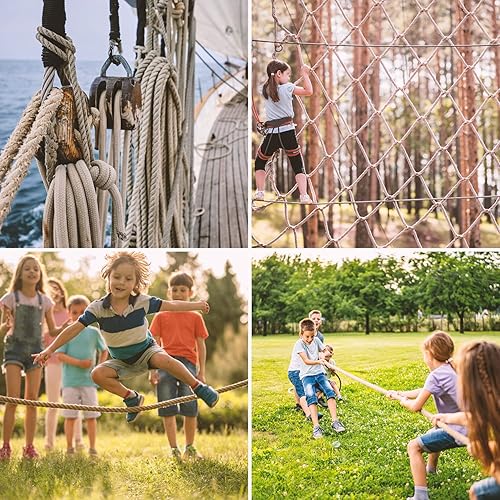 Miniatura 6 de Cuerda de yute  Cuerda de cáñamo trenzada de manila natural, gruesa, multiusos para uso en interiores y exteriores, para muelles, barandillas,