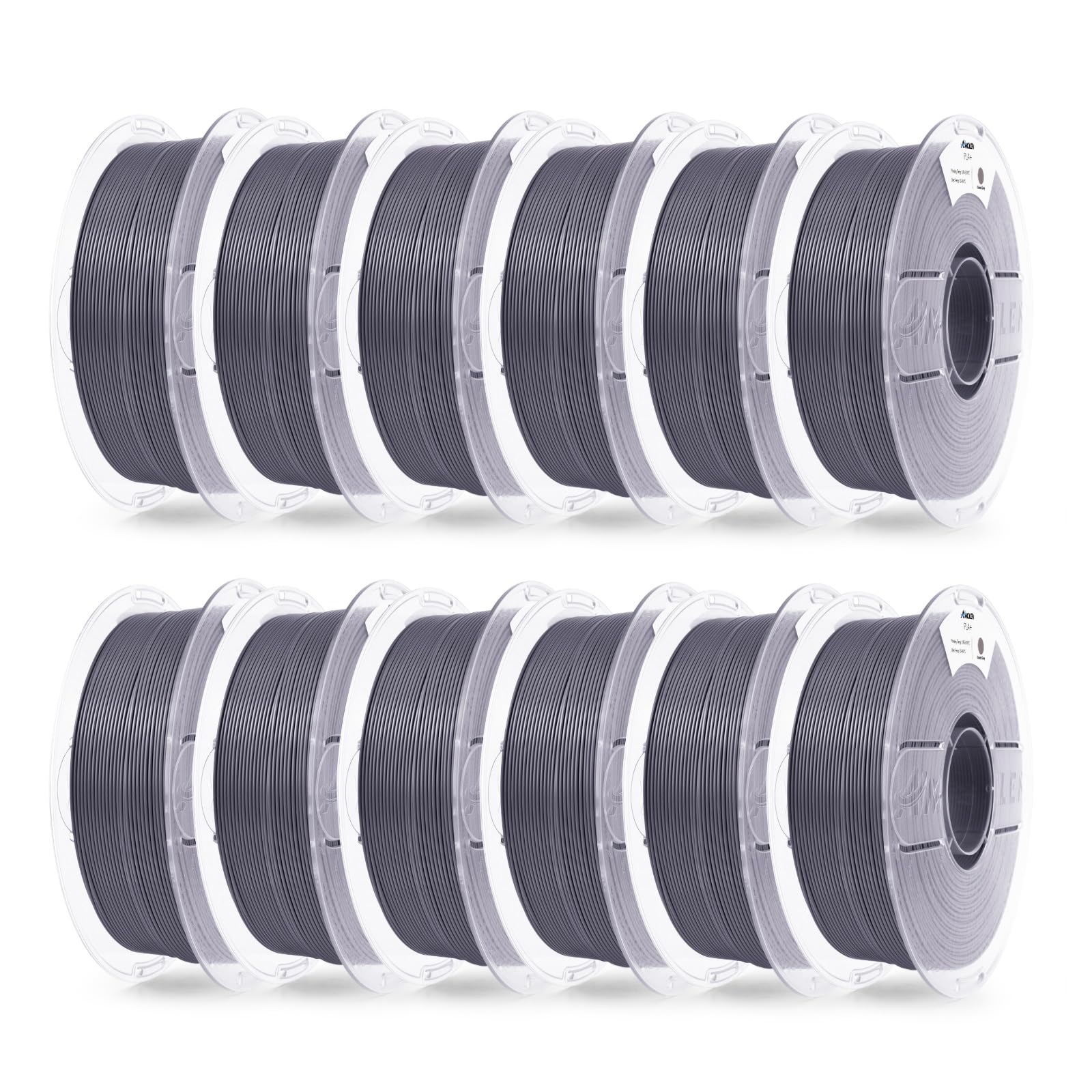 AMOLEN PLA+ Filament 1.75mm 12kg Bundle Pack (12 Spools) - Koala Grey 3D Printer Filament, High Speed and Toughness PLA PRO for FDM Printers, Improved Rigidity 3D Printing Supplies