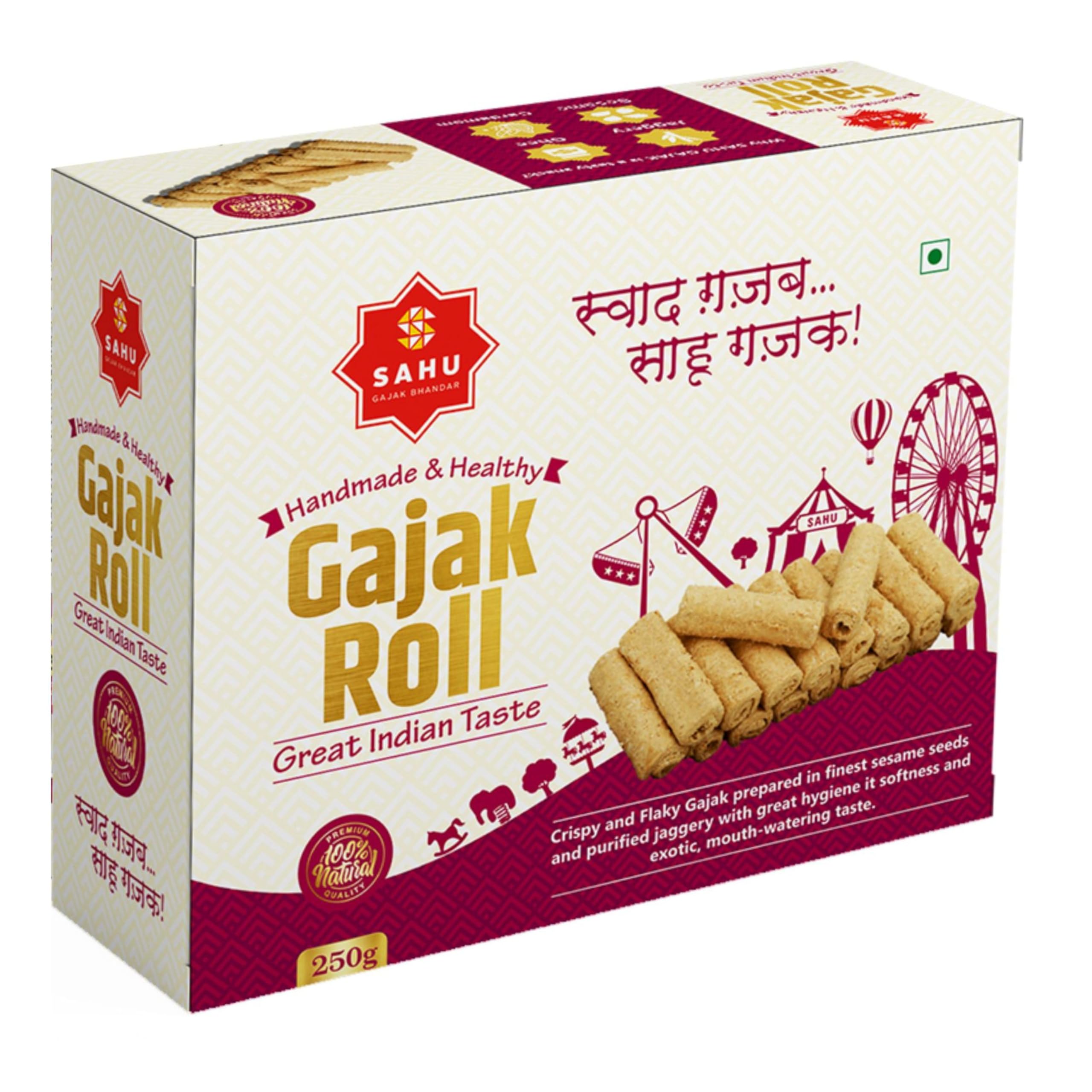 SAHU GAJAK BHANDAR Gajak Roll 250g | Til Gachak | Sesame Sweets | Jaggery Snacks | Gud Gazak | Made with Cow Ghee | No Preservatives or Liquid Glucose | Gajak Sweets | Gajjak (B0CQMXQ17D) Amazon Price History, Amazon Price Tracker