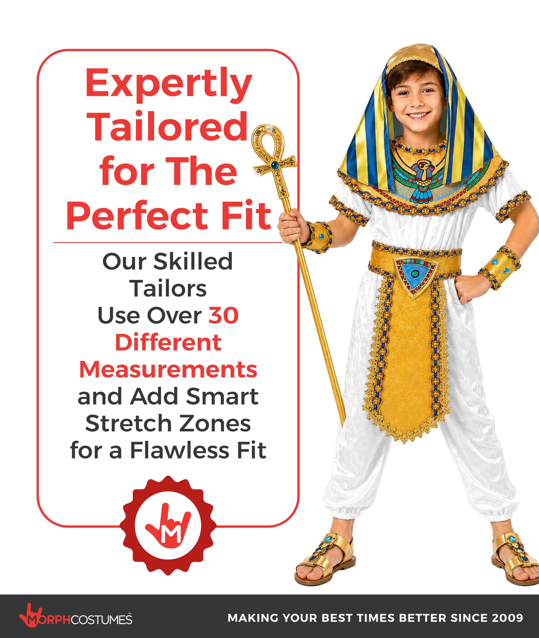 Fun Shack Costume Egiziano Bambino - Vestito Faraone con Top, Pantaloni, Copricapo e Accessori Dorati - Costume di Carnevale o Halloween da Principe Egizio per Bambini