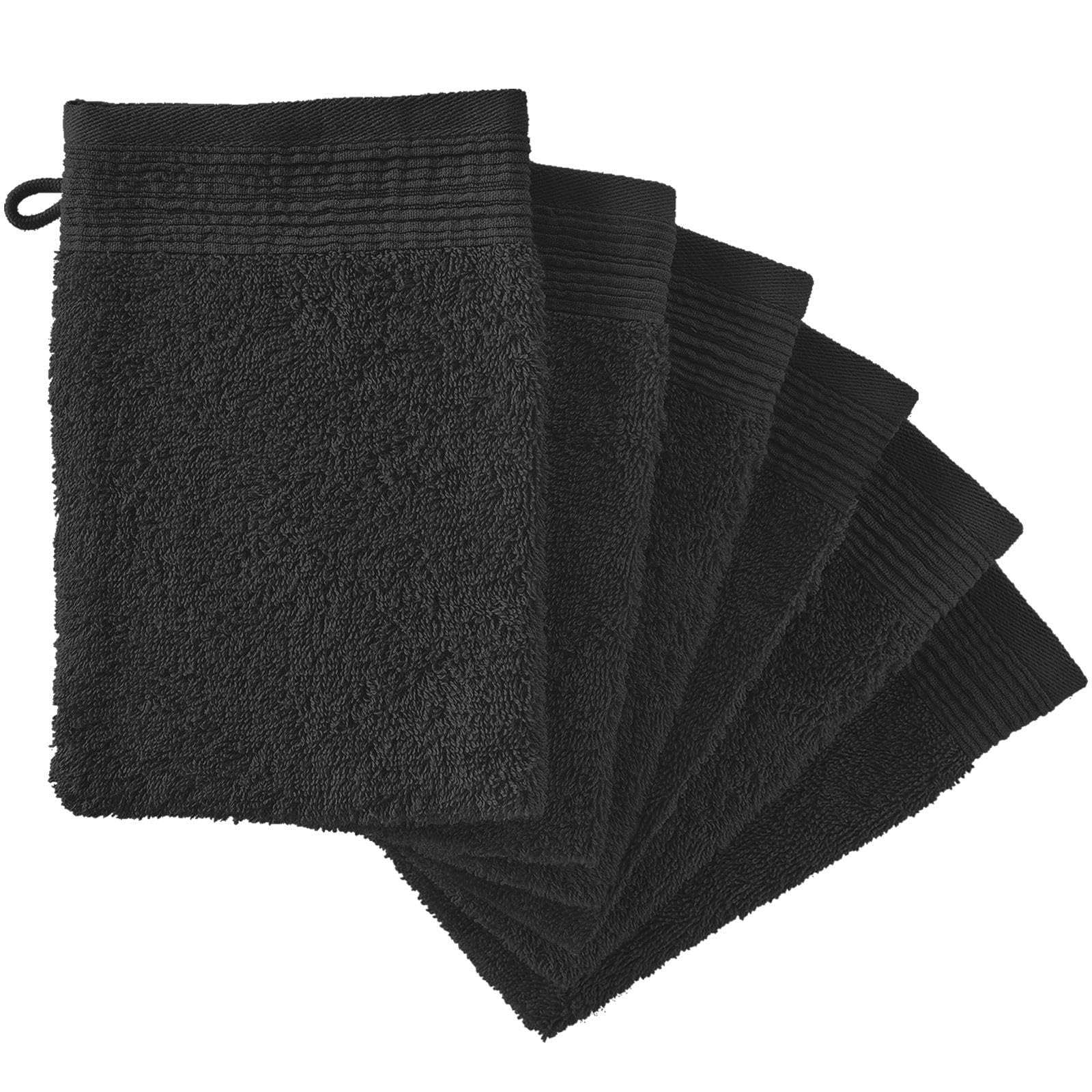 6 Slate Grey Premium Cotton Wash Mitts Absorbent Flannel Face Glove Bath 500gsm