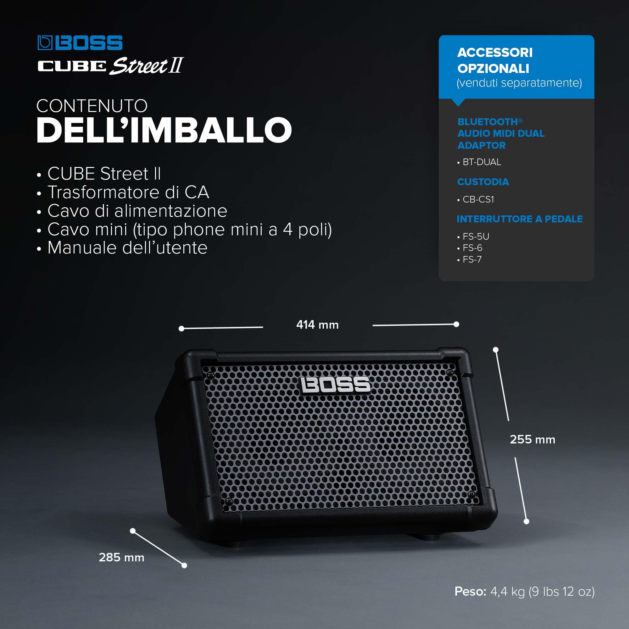 BOSS Cube Street II Amplificatore stereo portatile a batterie Nero