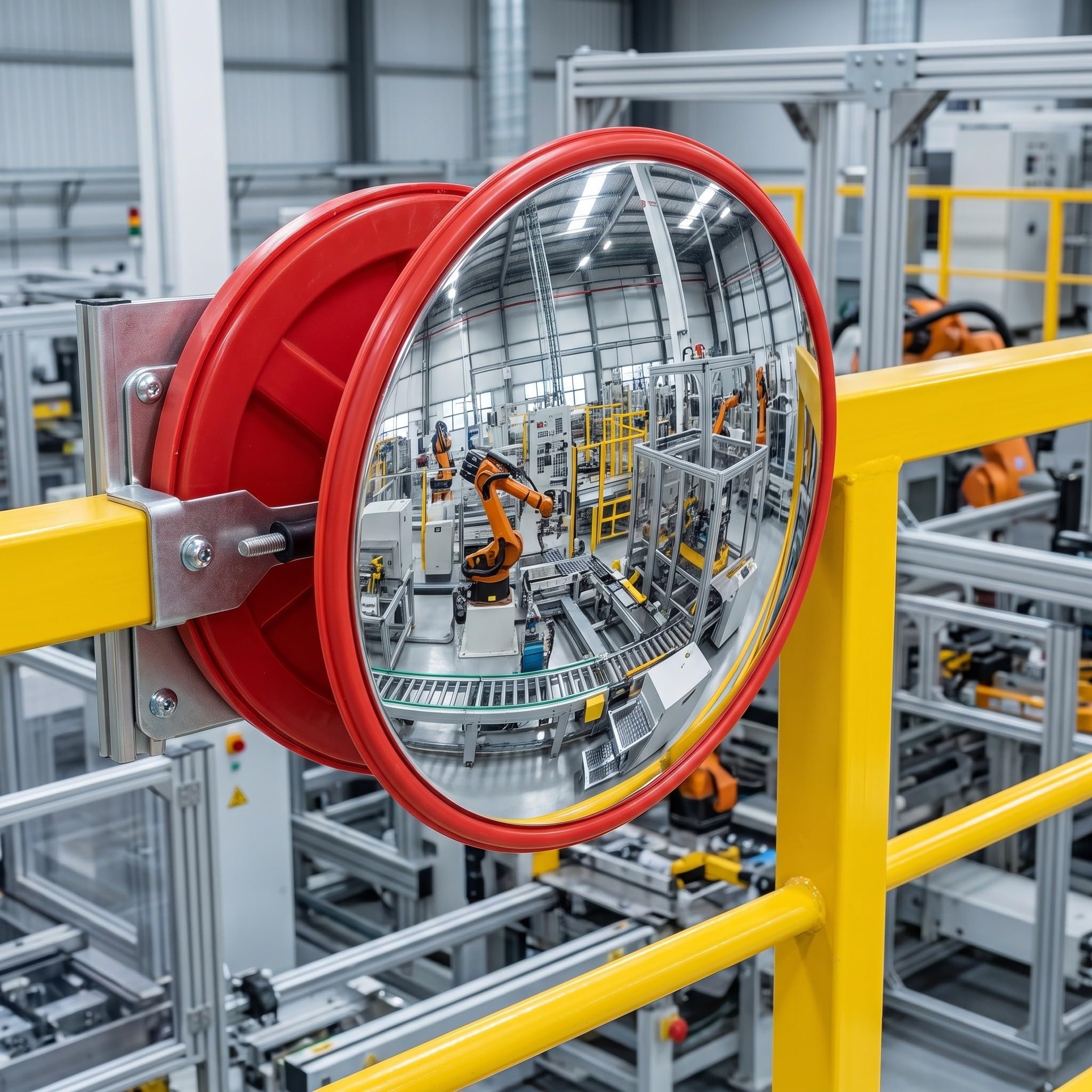 Kisangel Miroir convexe d'intérieur, miroir de circulation grand angle pour une sécurité accrue dans les bureaux, entrepôts, parkings et zones d'angle mort, orange