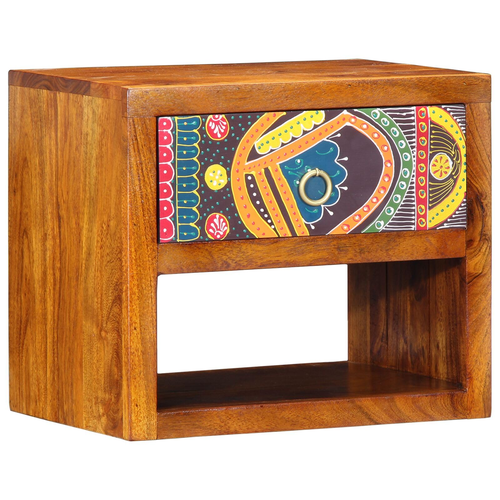 SXZenSpace 4016515 Bedside Cabinet 40x35x35 cm Solid Wood Acacia Tables Drawers Side End Table Nightstand Storage Organizer Home Stand for Bedroom