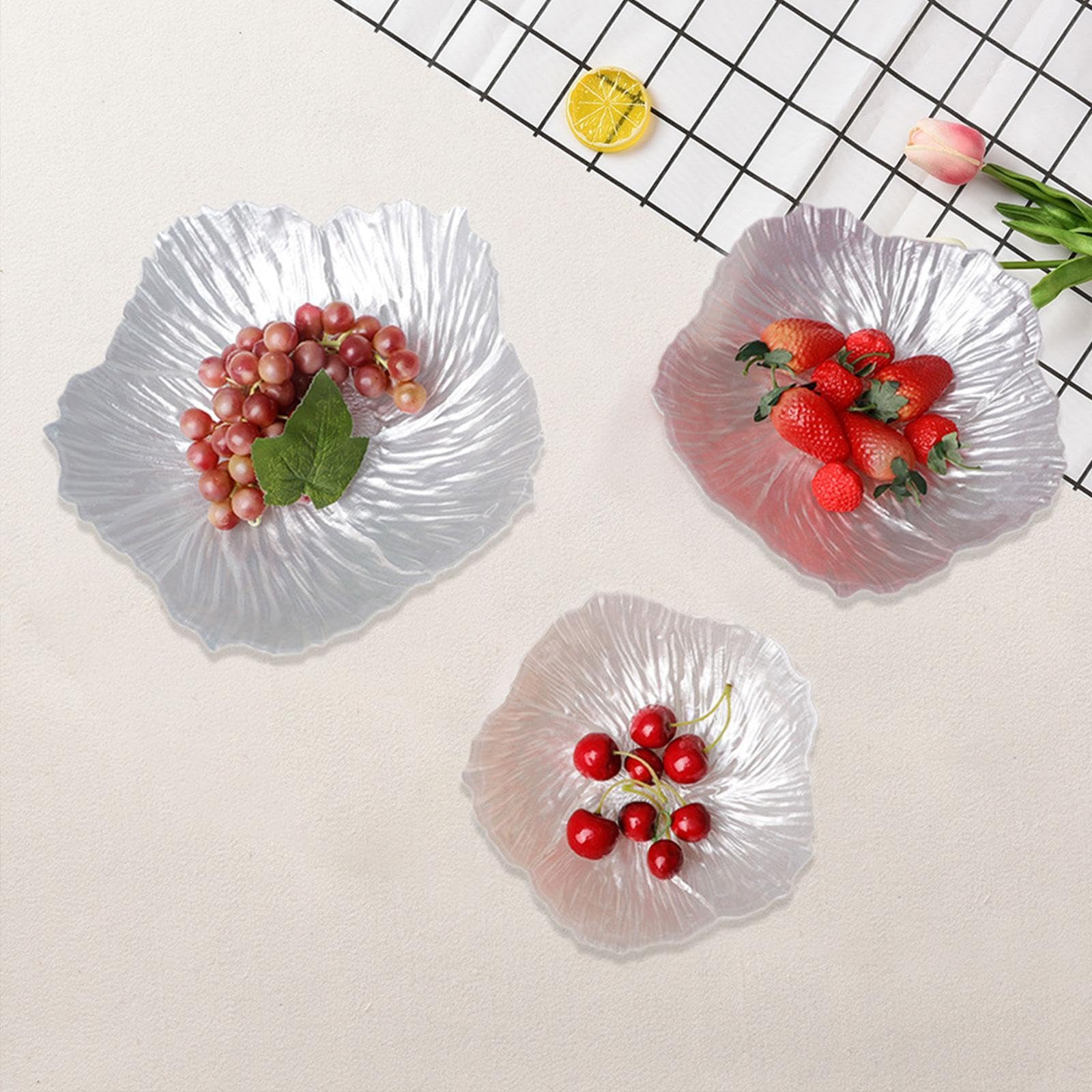 Glasteller in Blumenform, Haushaltsgeschirr, Schmuckhalter, Schale für Dekoration, Servieren, 3 Stück