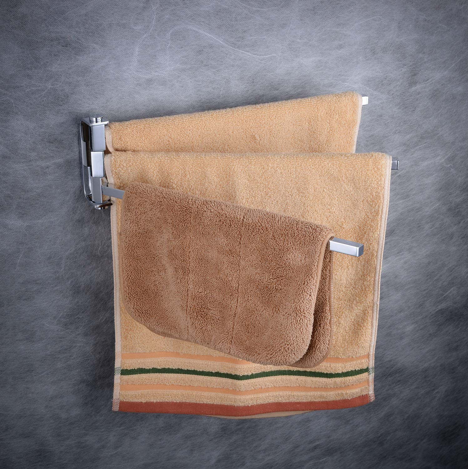 Beelee BA1203 - Portasciugamani girevole a 3 barre per cucina/bagno, ottone, cromato lucido