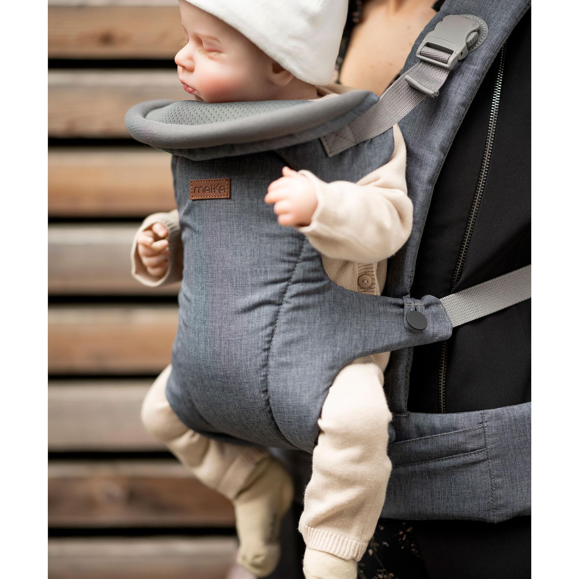 MAÏKA Porte-bébé confort plus | dès la naissance et jusqu'à 15 kg | position ventral et dorsal | bretelles rembourrées | 3 positions ventral face parent/monde ou dorsal attache avec boucles