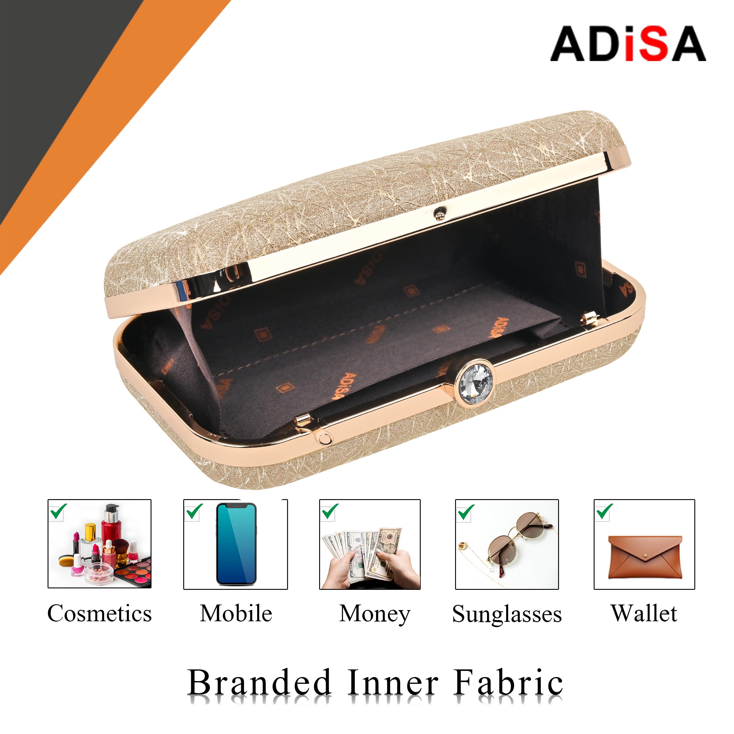ADISA Constellation formal party clutch with gold chain for women and girls (CL106-GOL) 2