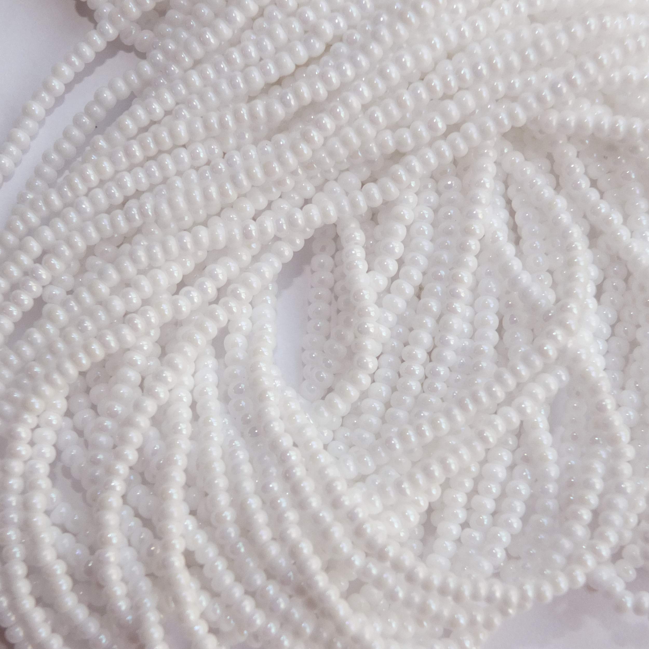 Seed Beads 11/0 Czech White Rainbow Iris Shiny (Full Hank Pack) Glass Beads