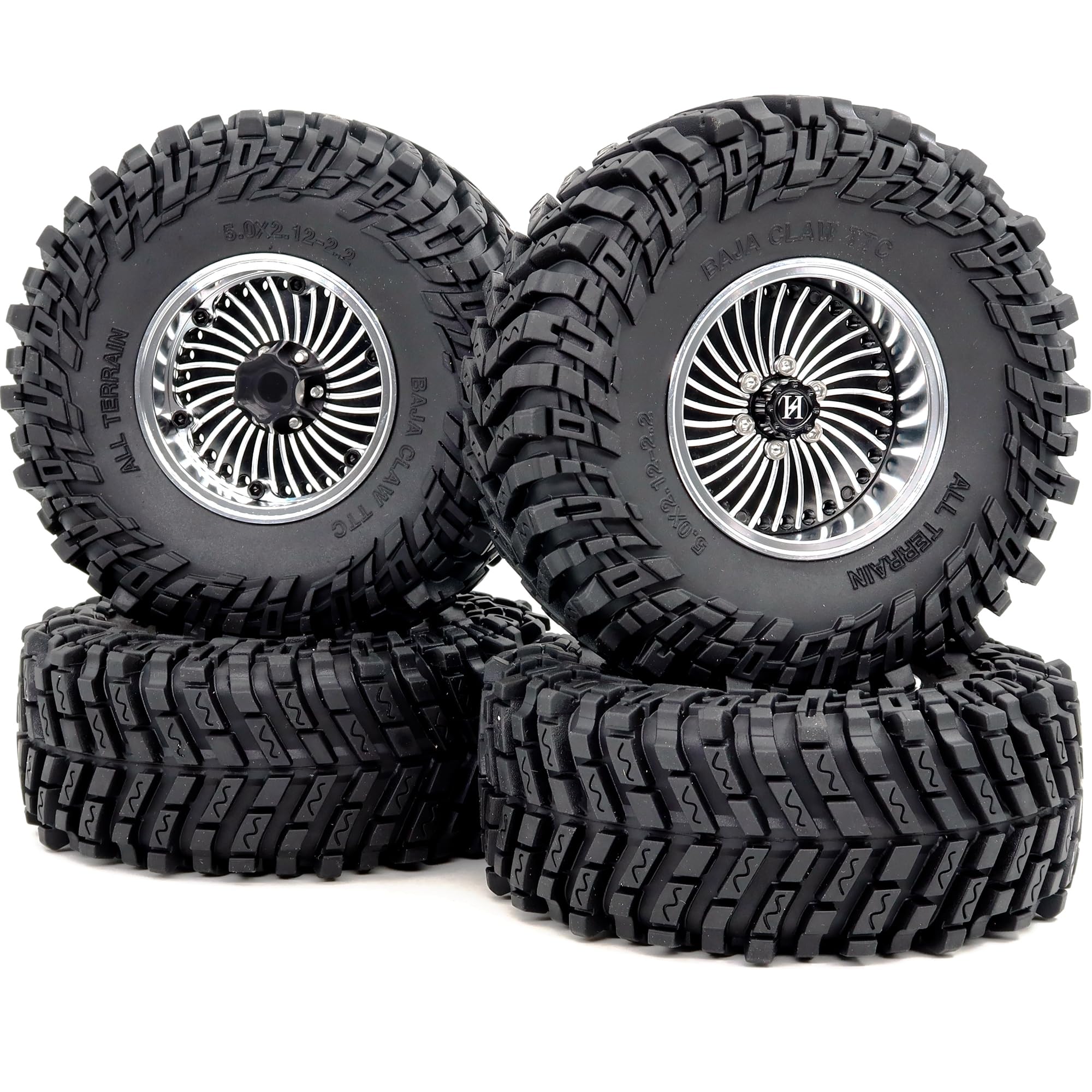 Pneus tout terrain 2.2 HOBBYSOUL et jantes beadlock réglables pour RC crawler - 8