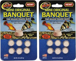 Zoo Med Mini Banquet Block Fish Feeders, 12 Count - Time-Released High-Protein Pellets for Aquarium Bottom Feeders