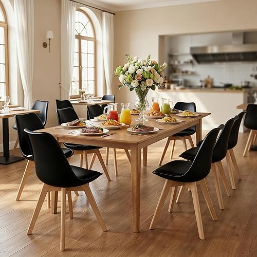 Miniatura 7 de Juego de 4 sillas de comedor, modernas sillas de comedor tapizadas con asiento acolchado de piel sintética, sillas de cocina sin brazos con respaldo