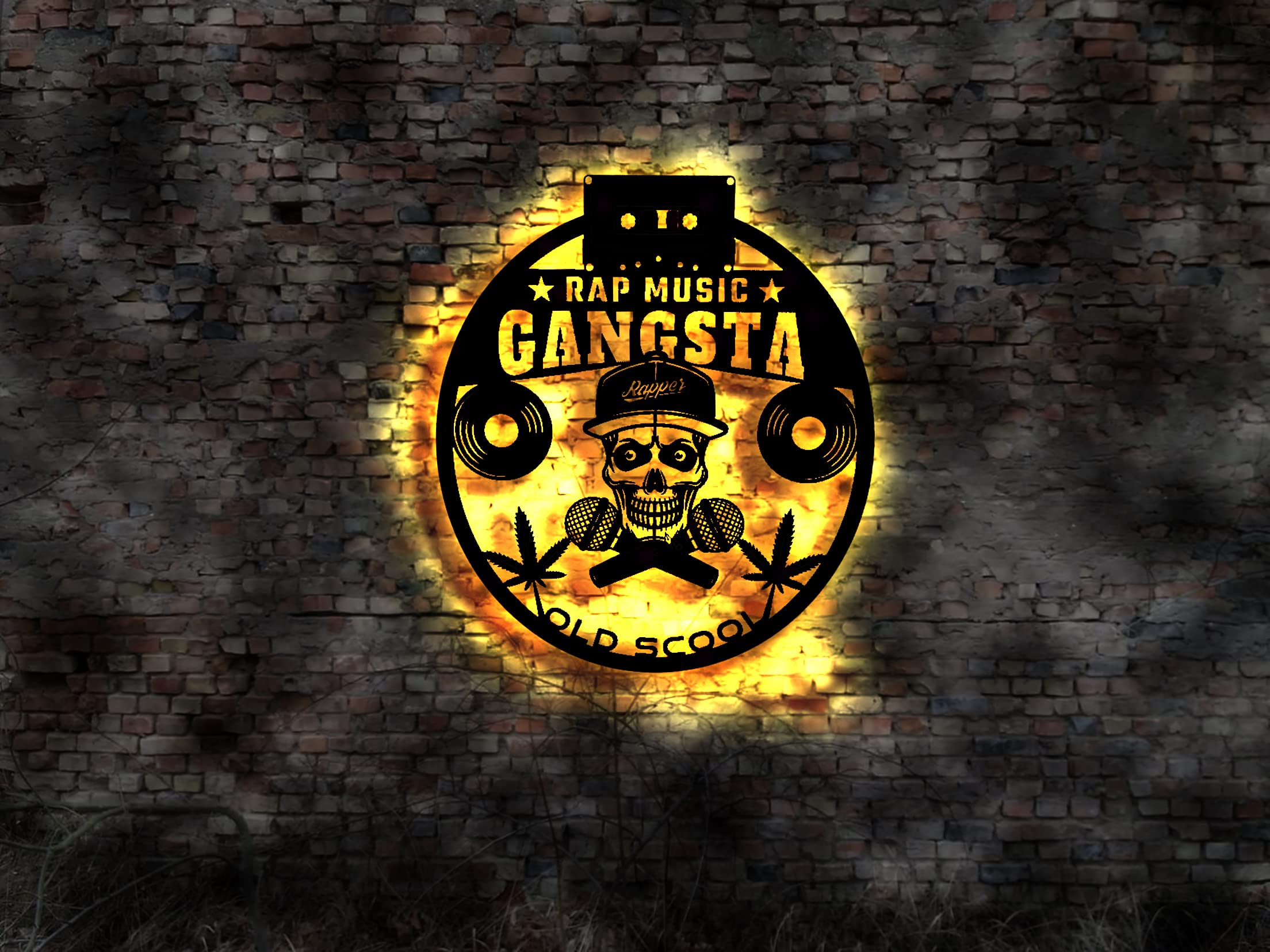 Cartello luminoso a LED RAP Rapper Hip hop Music in vinile adesivo per DJ Tape Boxe catena album collezione Tedesca Basecap