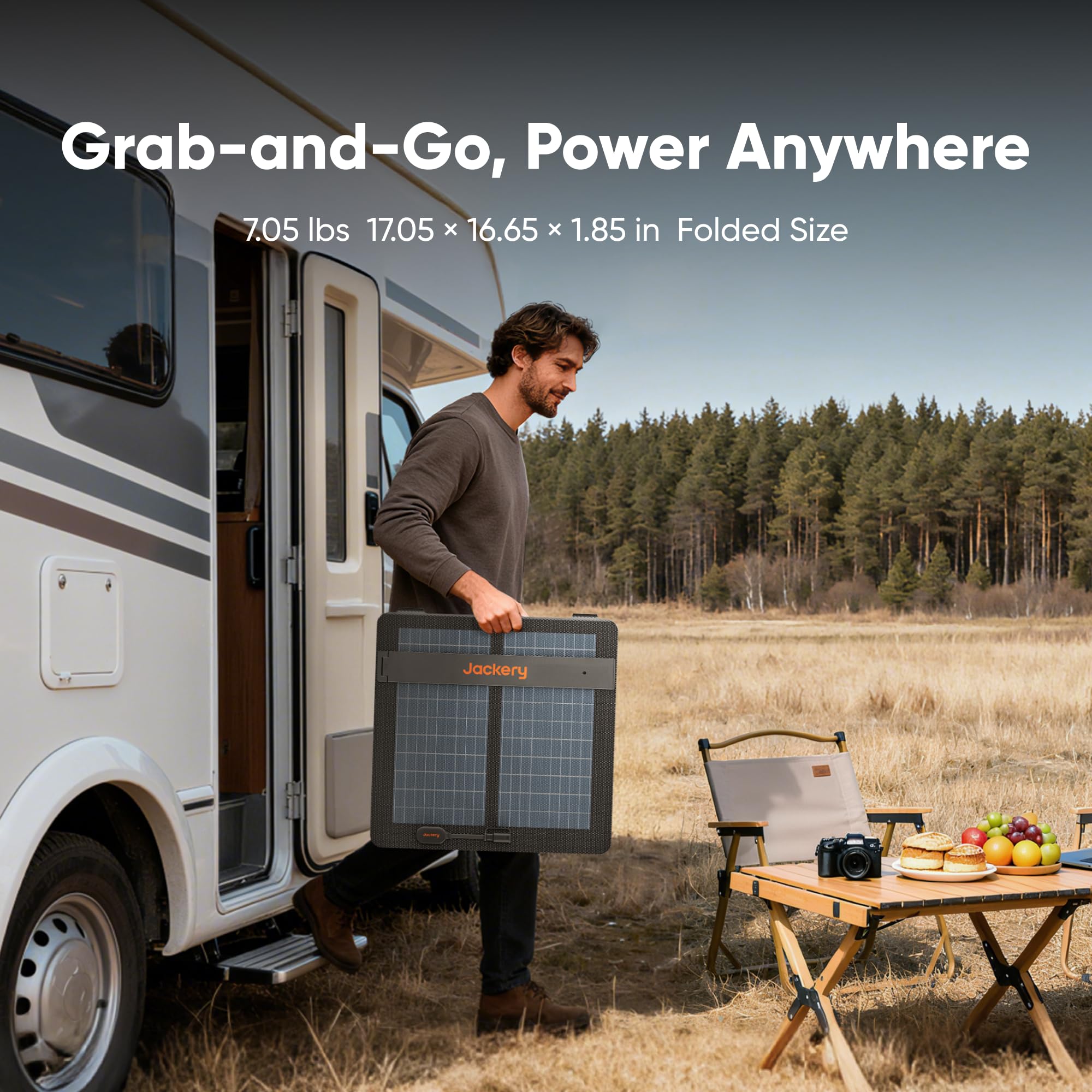 Jackery SolarSaga 100W Panneau Solaire Bifacial Portable – Recharge Rapide Pour Explorer 240V2/500/1000V2, Avec Sorties USB-C/A, Idéal Pour Camping, Van Et Plein Air