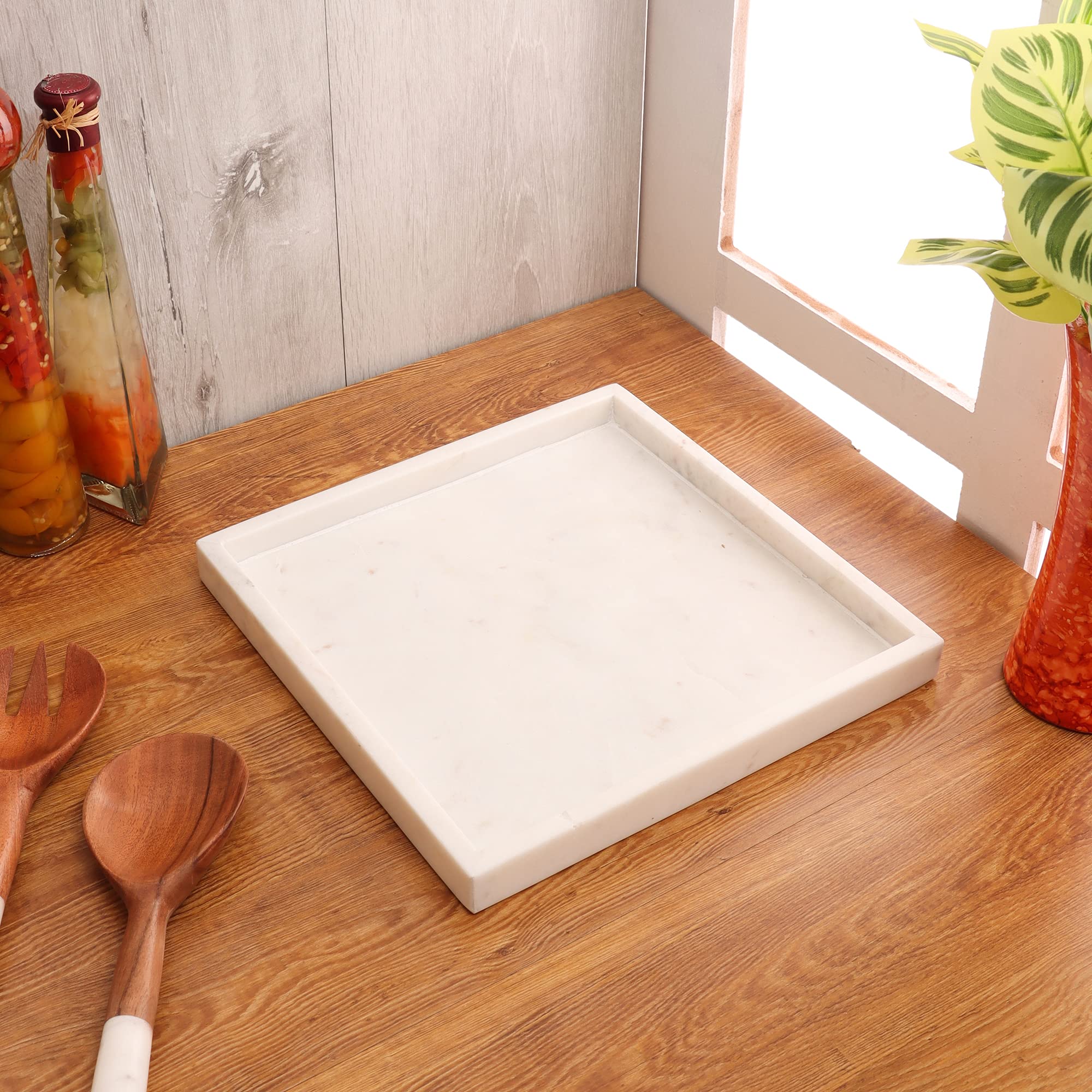 NikkisPride Marble Tray Square, Serving Tray, Vanity Tray Handmade in India 2