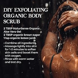 NaturSense USDA Organic Aloe Vera Gel from 100% Pure Aloe. Deep Hydration, Effective Moisturizing. Great for Hair, Scalp, Face, Dry Skin, Acne, Sunburn, Sensitive Skin. Unscented, 12 oz.