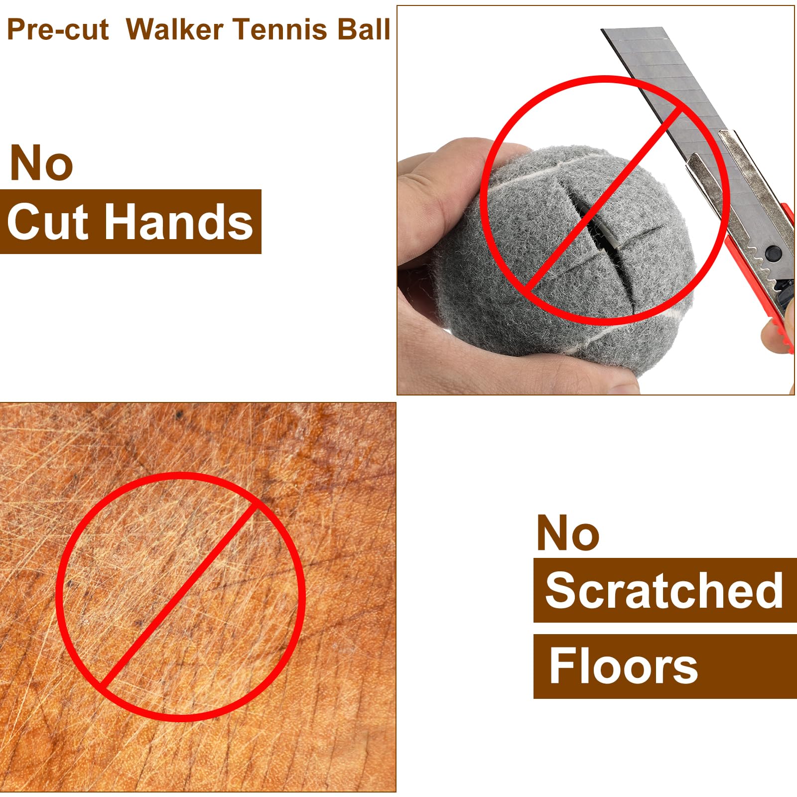 QUARKZMAN Bolas Tenis Precortadas para Andadores, 48pcs Bolas Tenis para Sillas, Cubiertas para Patas Mesa Tenis, Bolas Deslizantes Fieltro para Patas Muebles Protección Suelos (Gris)