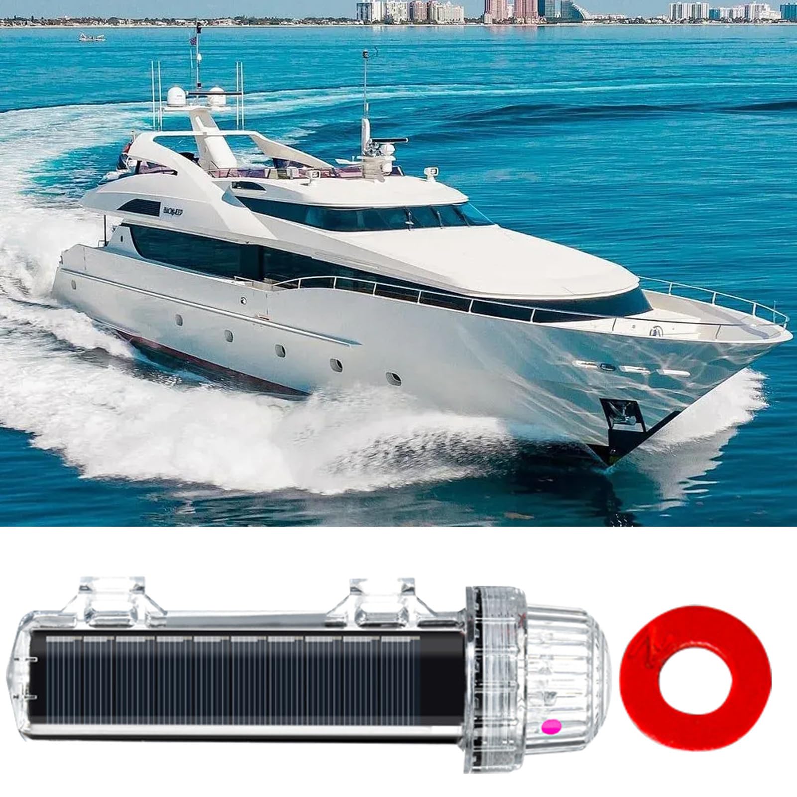 Luce di segnalazione marina, luce alimentata a energia solare, luce per la pesca notturna, luce di segnalazione impermeabile Lampada di controllo luce intelligente Luce marina solare Lampada di