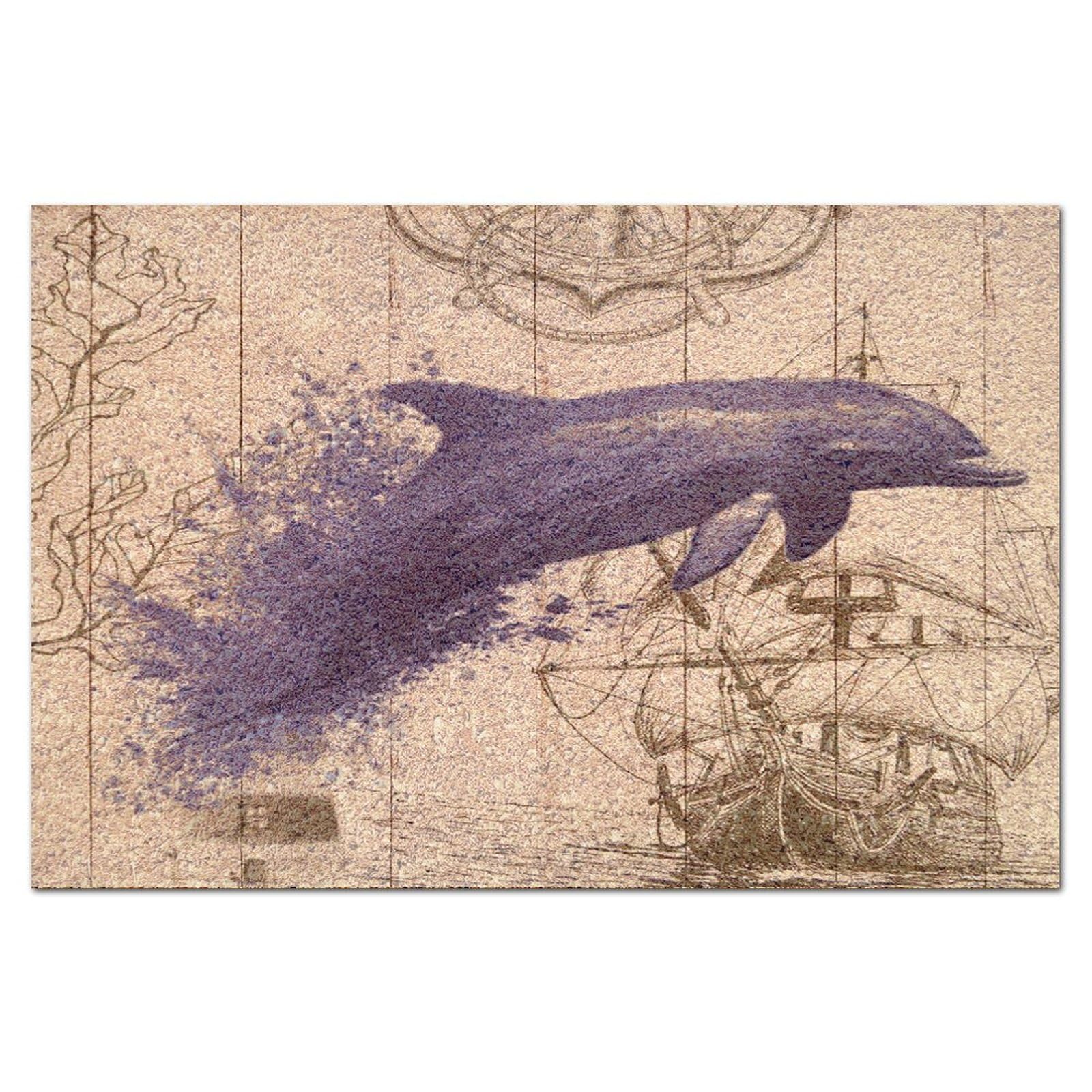 Tapis de bienvenue en coco grattant et antidérapant motif tortue crabe