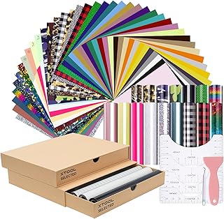 Heat Transfer Vinyl Bundle, 60 Pcs + 3 Rolls Iron On Vinyl with Transfer Tape & Weeding Tool, 42 Colors & 12 Styles Glitter Black White HTV Vinyl Roll, HTV Heat Transfer Vinyl for T shirts Starter Kit