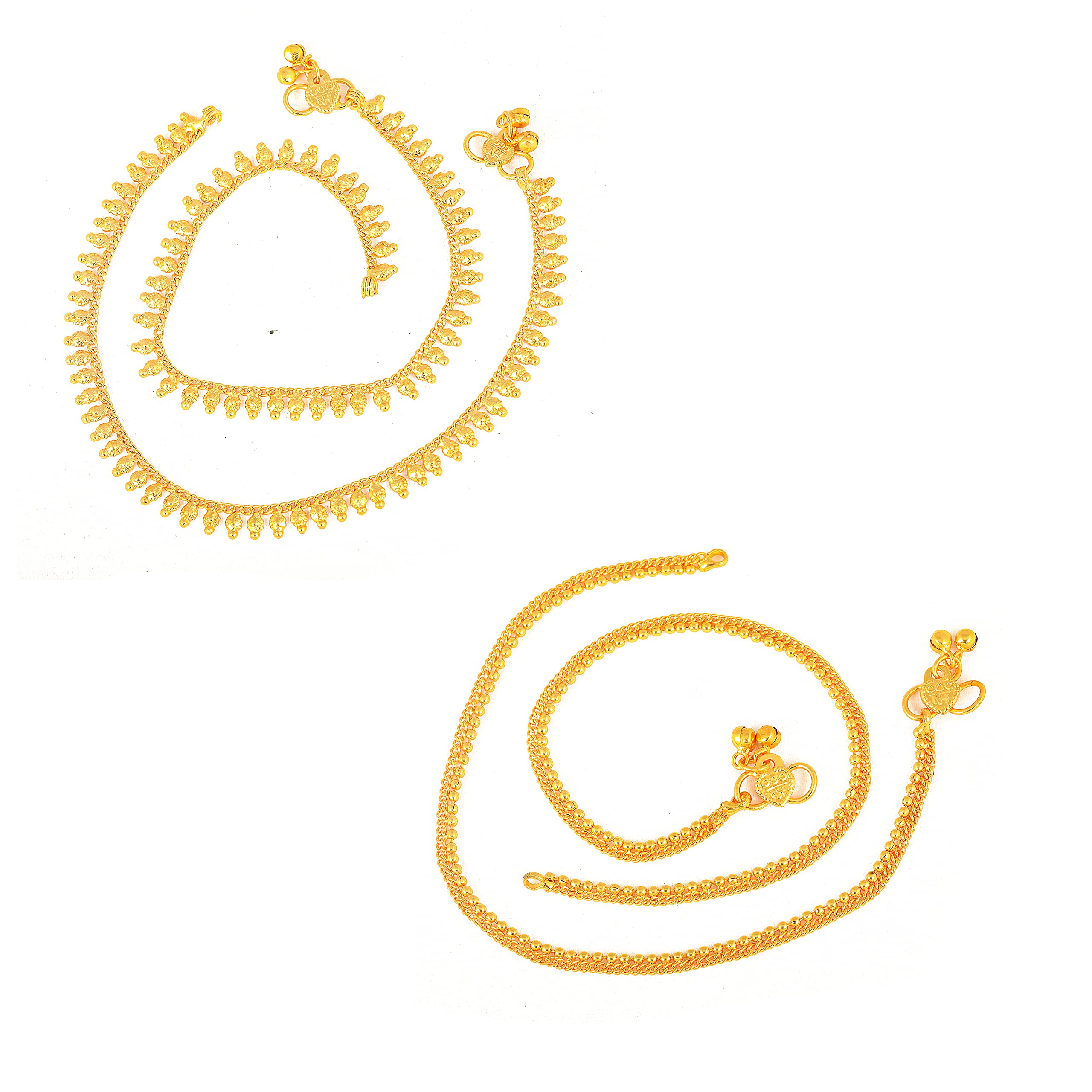 MEENAZ Traditional Simple ethnic 1 Gram Micro gold daily use Foot Single Leg Chain Golden Anklets Ghungroo payal combo for girls women ladies bridal pajeb Payjeb Painjan Pattilu -ANKLET PAYAL-AME024 (B09D3R2YQN) Amazon Price History, Amazon Price Tracker