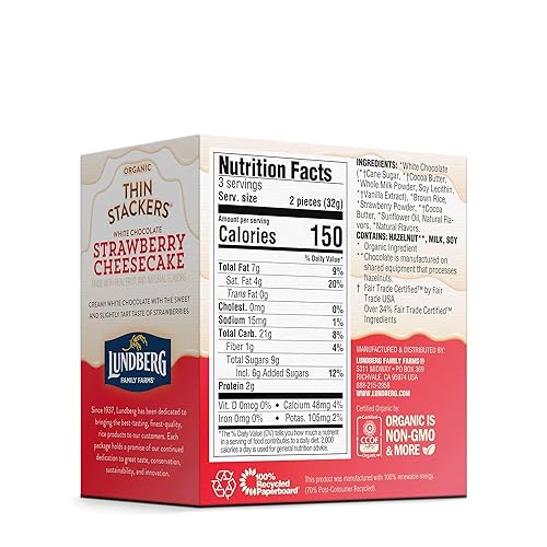 Miniatura 8 de Lundberg Organic Chocolate Thin Stackers Decadent Chocolate oscuro 33oz sin gluten Kosher certificado por USDA certificado orgánico no verificado