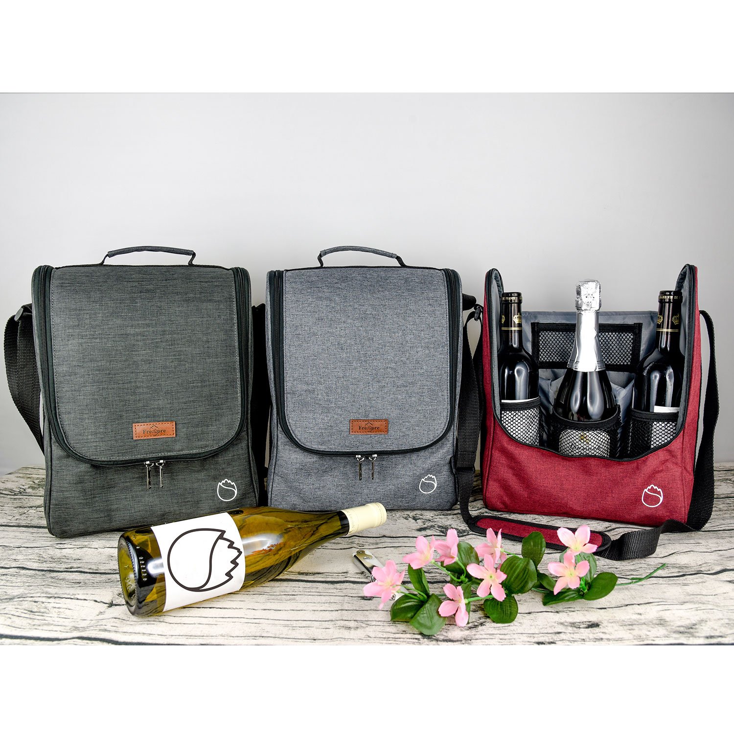 3 Wein-Reise-große Flasche Isoliertaschen-Tasche als Lehrer- / Paar- / Mitarbeiter-Geschenke - Pfeil-Grün