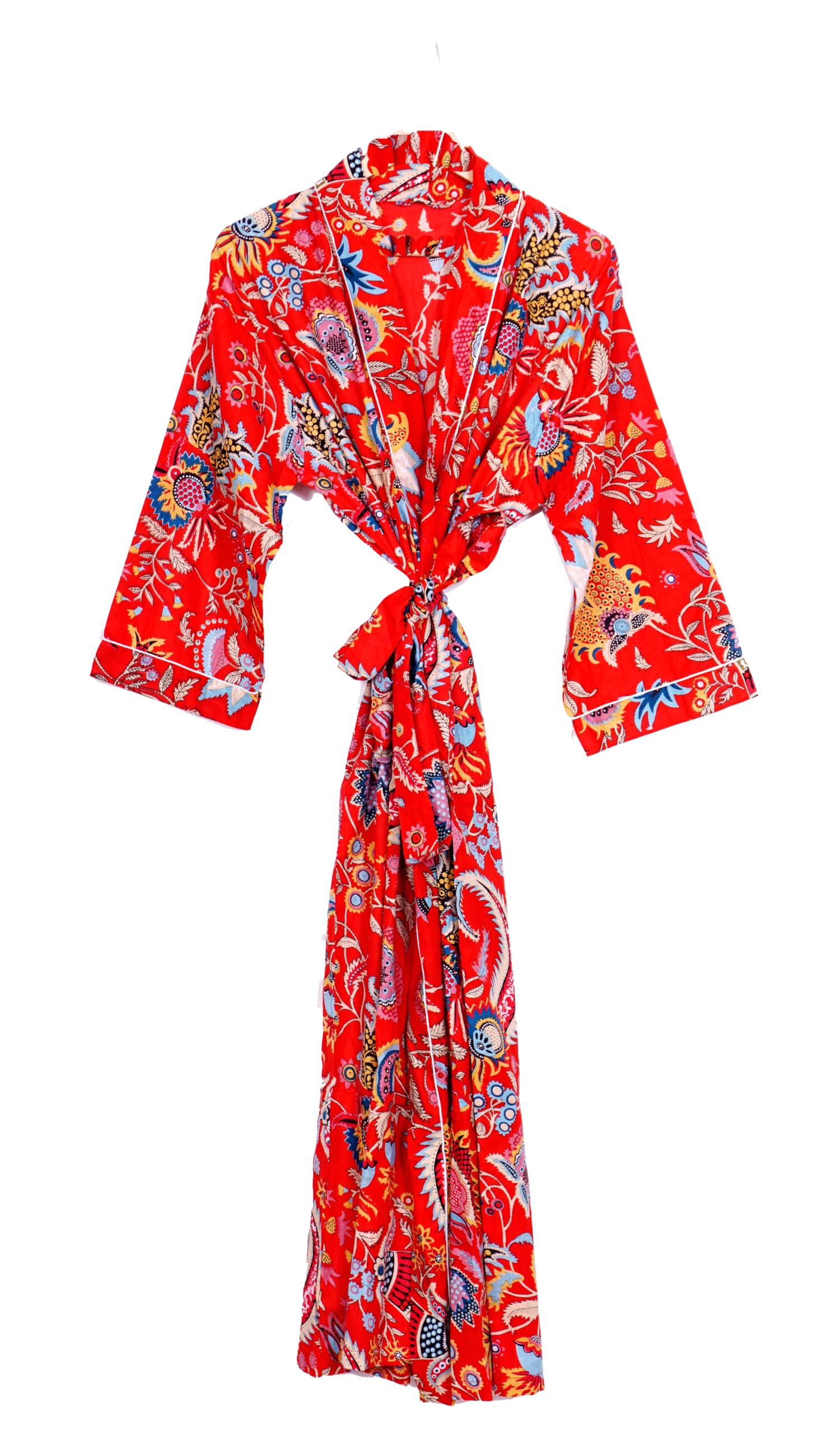 Pure 100% Cotton Robe For Womens Bathrobe Dressing Gown Long sleepwear Free Size Kimono