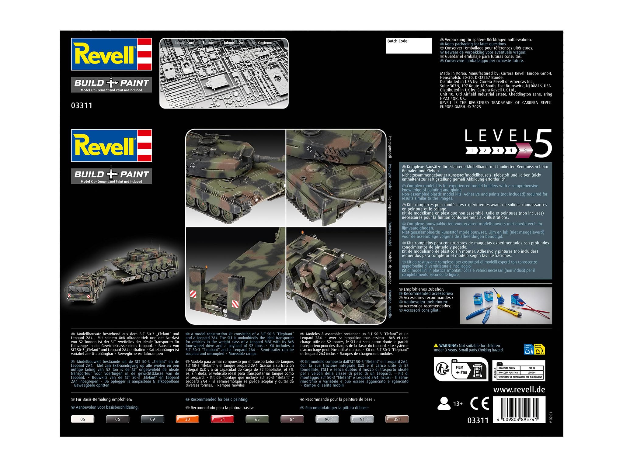 Revell 03311 Maquette de Chars Militaires à Construire SLT 50-3 "Elephant & Leopard 2A4, Échelle 1/72