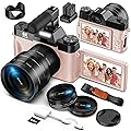 Yatao Digital Cameras for Photography and Vlogging, 6K 64MP Flip Screen, Dual Lens, Microphone for Video, 64GB TF Card, 