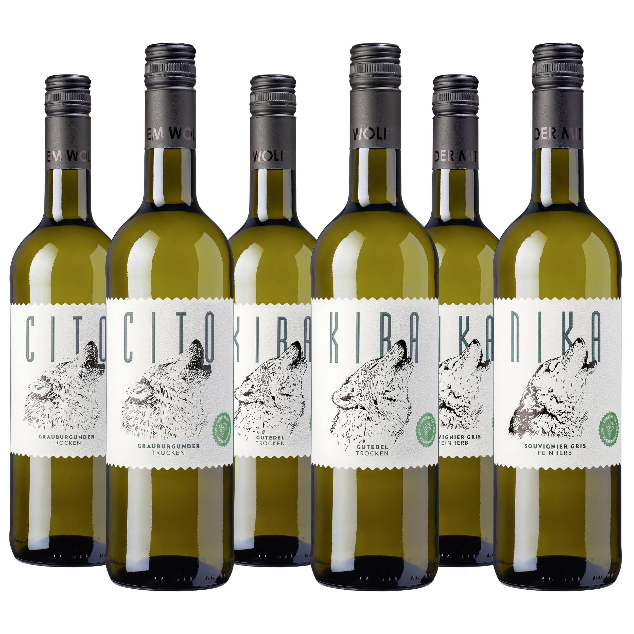 Wolfenweiler Leitwolf Probierpaket Weißwein - 6er Wein-Paket mit KIRA, NIKA, CITO - Weißwein trocken & feinherb aus Baden (6 x 0,75l)