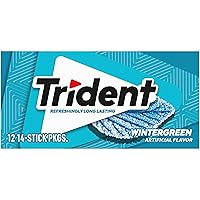 Vista 49 de 12 paquetes de 14 unidades cada uno; es decir, en total son 168 unidades de goma de mascar Trident Minty Sweet Twist sin azúcar sabor menta dulce.
