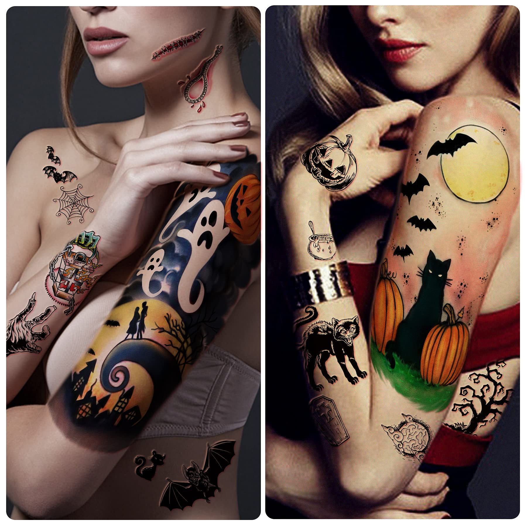 Amazon.com : Halloween Temporary Tattoos for Men and Women, 40