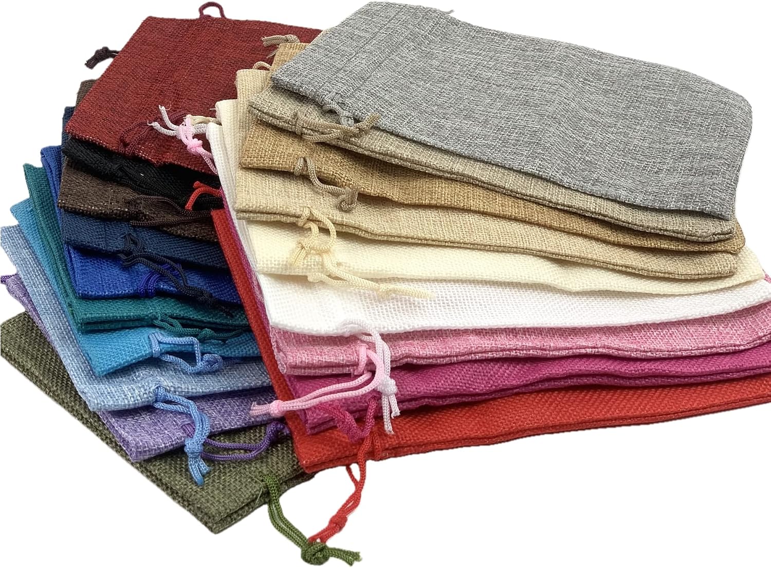 Palmhomee Gift Bags, Pack of 20 Burlap Drawstring Linen Jewelry Pouches, Hessian Jute Bags for Birthday, Jewelry, Treats, Party Favors, Art & DIY Craft (6x8 Inch, Mixed Colors) image 3