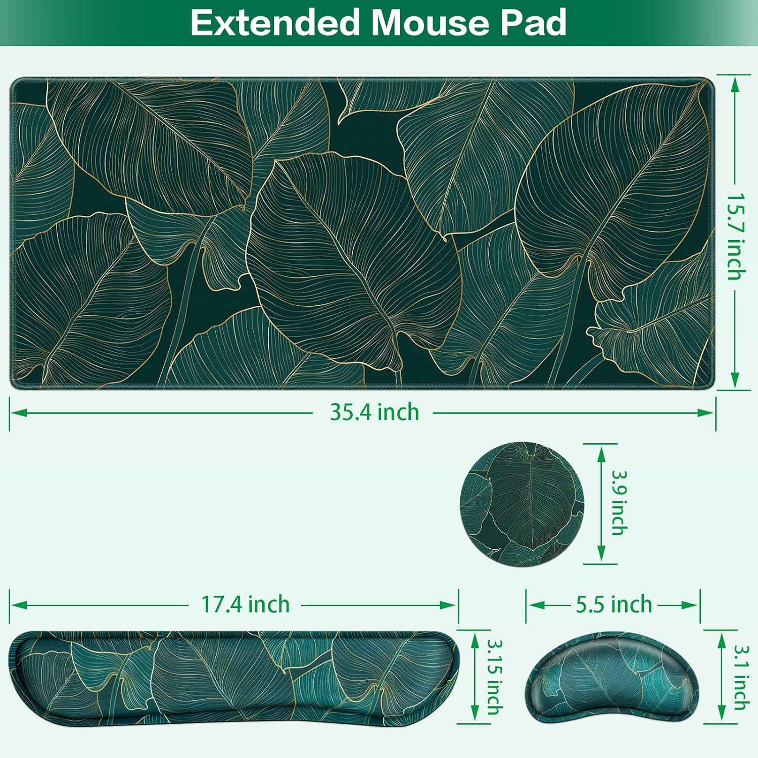 Desk Mat, Large Gaming Mouse Pad with Wrist Rest, 4in1 XXL Mousepad+Keyboard Wrist Rest+Mouse Pad Wrist Support+Cup Coaster Set Ergonomic for Computer Desk Accessories Decor Home Office Table Women - Image 6