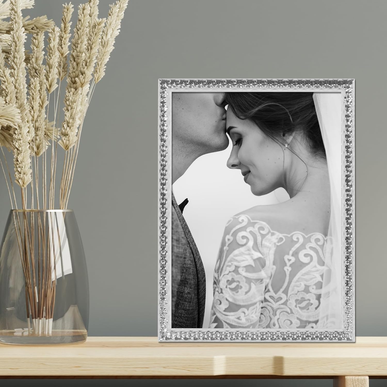 Lawrence Frames Metal Picture Frame with Hammer Effect, 5x7, Silver